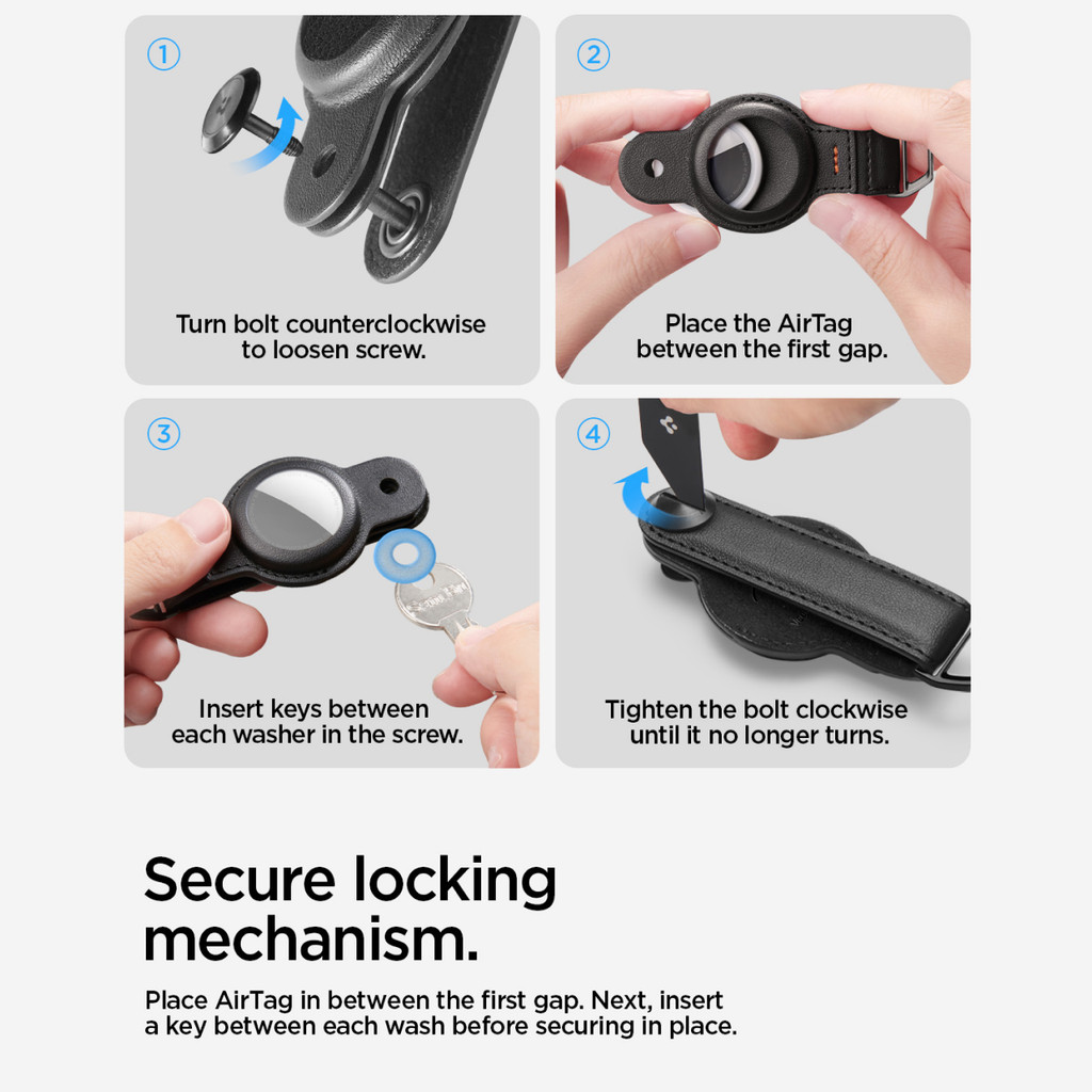 Case Apple AirTag Spigen Valentinus Pro Leather Key Holder Chain Ring Gantungan Kunci - Gambar 4