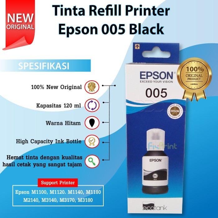 TINTA PRINTER EPSON 005 ORIGINAL M1100 M1120 M1140 M1180 M2140 M3140 M3170 ORI 120ml 120 ml - Gambar 2