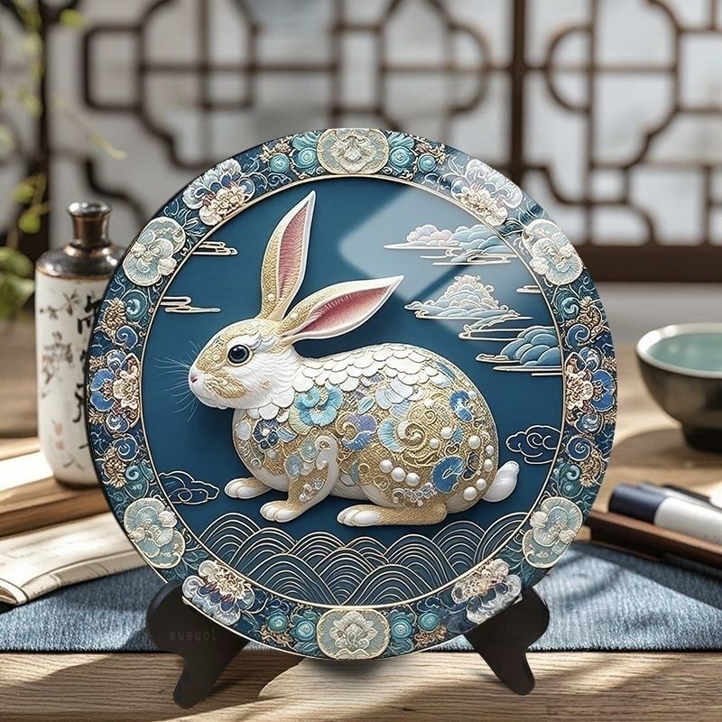 Imitation Filigree Jade Rabbit Round Exquisite Pendulum Mid-Autumn ...