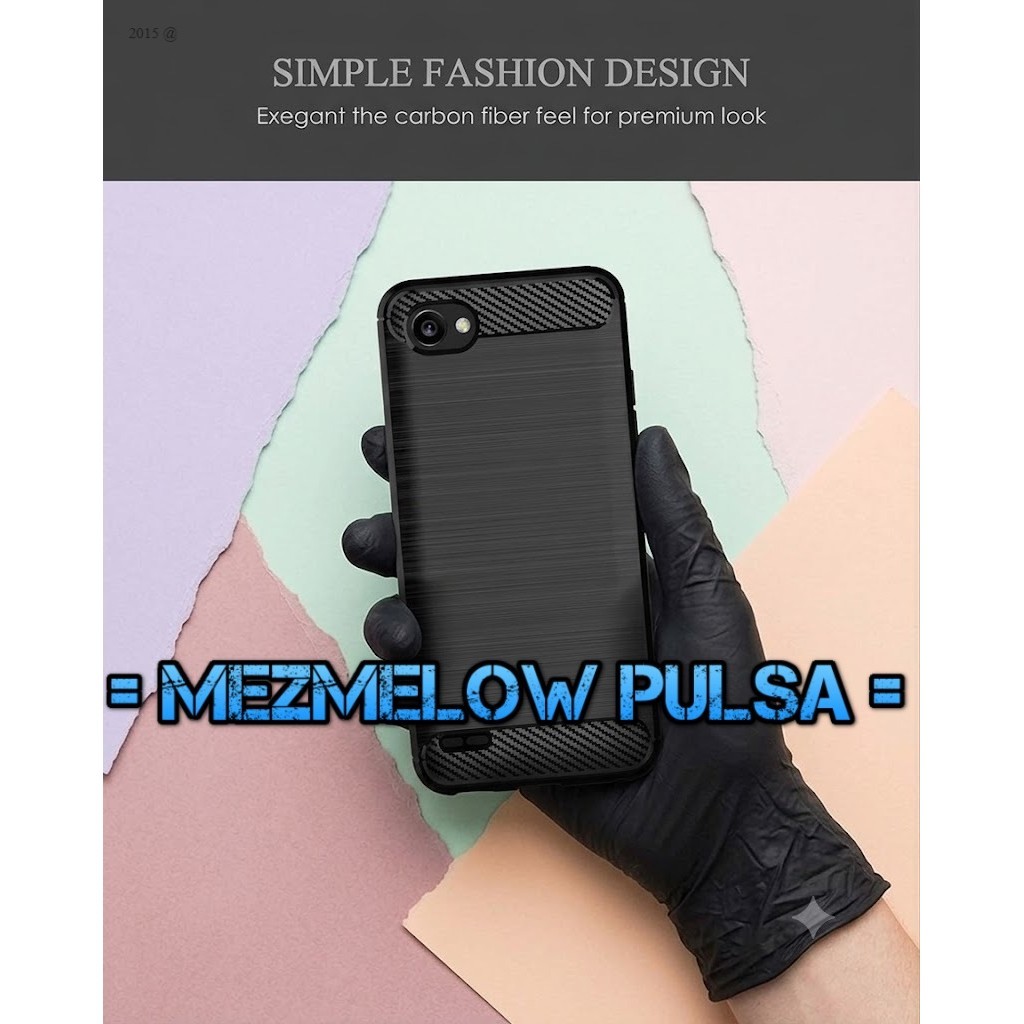 Case Fiber Carbon Silicone Casing Softcase Caseng LG Q6 / LG Q6 PLUS