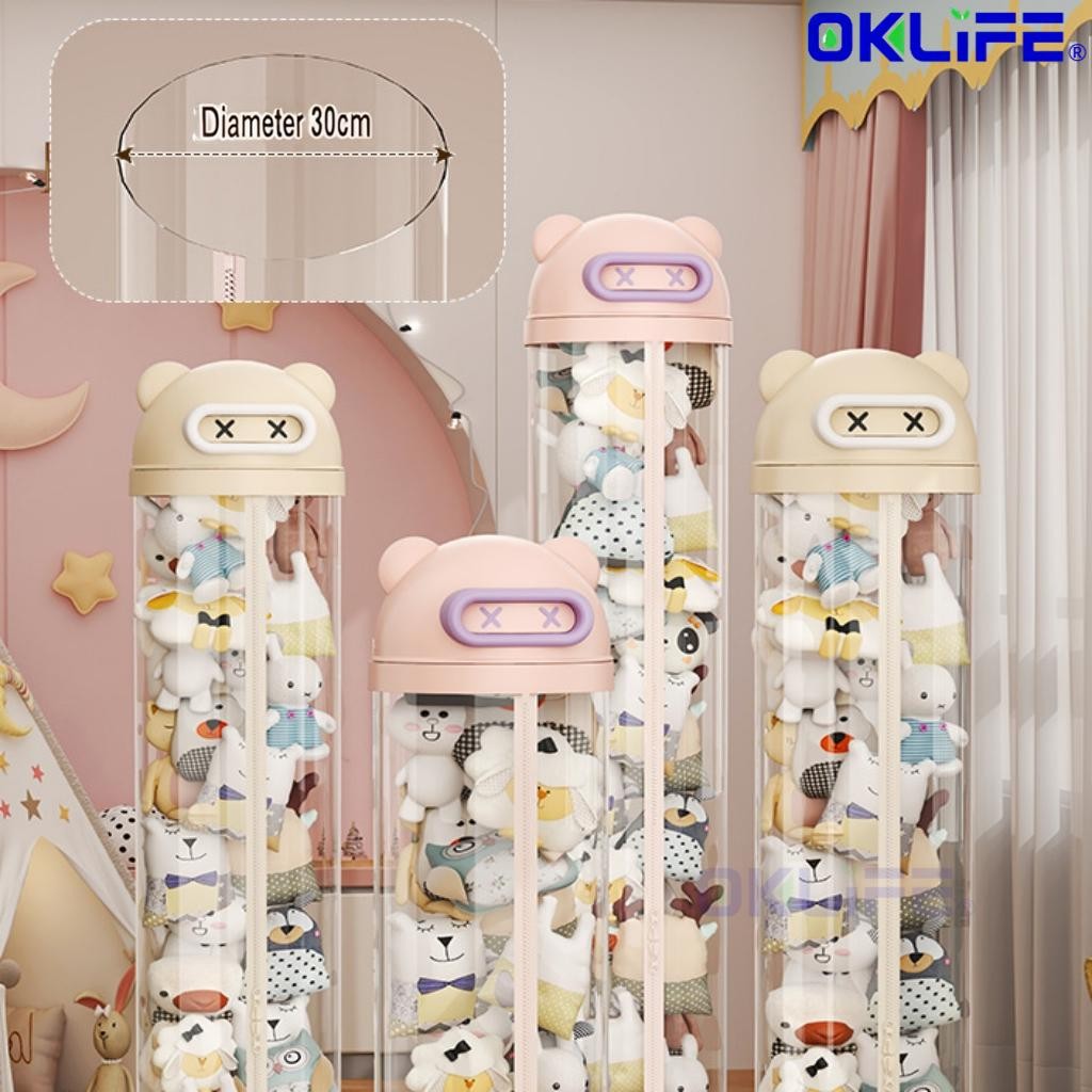 Multi-Layer Transparent Plush Toy Storage Cylinder alternate view