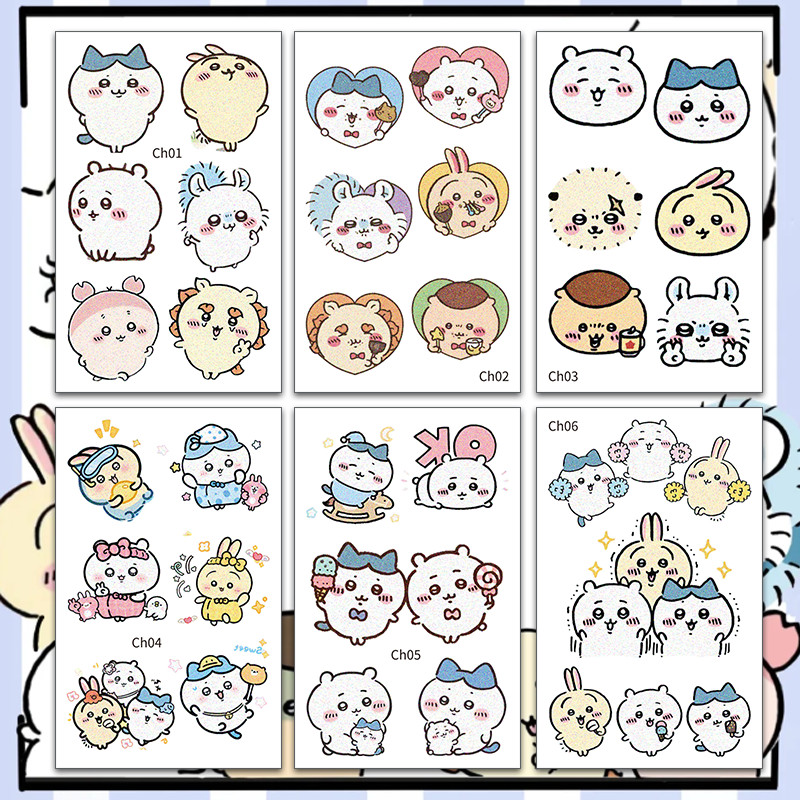 Chiikawa Tattoo Stickers Chiikawa Tattoo Stickers for Children Glitter ...
