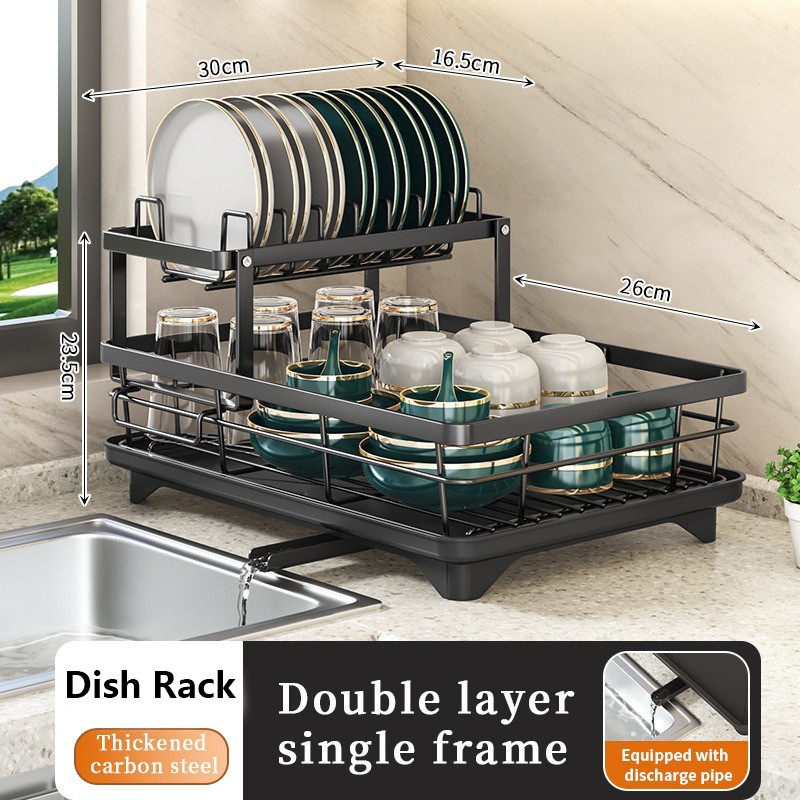 [SG Stock] Dish Drying Rack 2 Layer Kitchen Drain Rack Stainless Steel ...