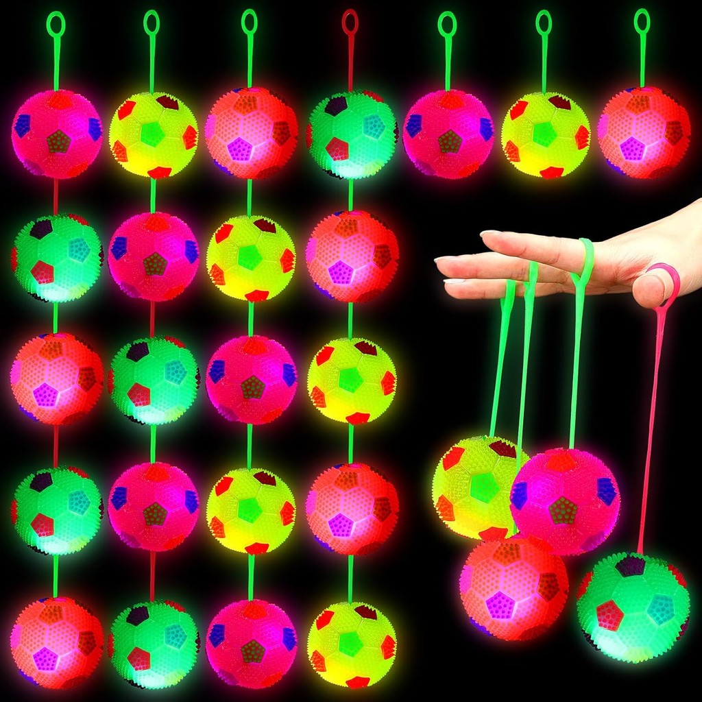 Wettarn 24 Pcs 2.6 Inch Bouncy Light up Ball for Kids LED Flashing ...