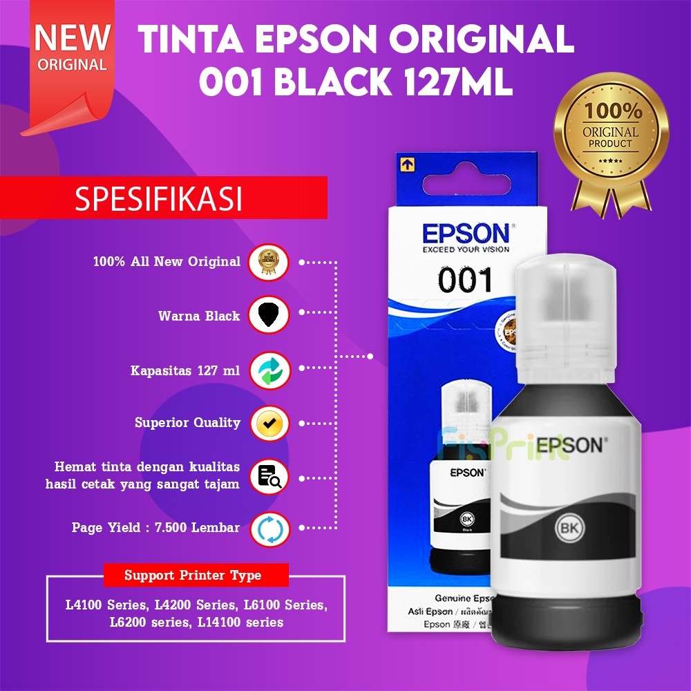 FixPrint Tinta Epson 001 CMYK- For L4150 L6160 L6170 L6190 ORIGINAL T03Y