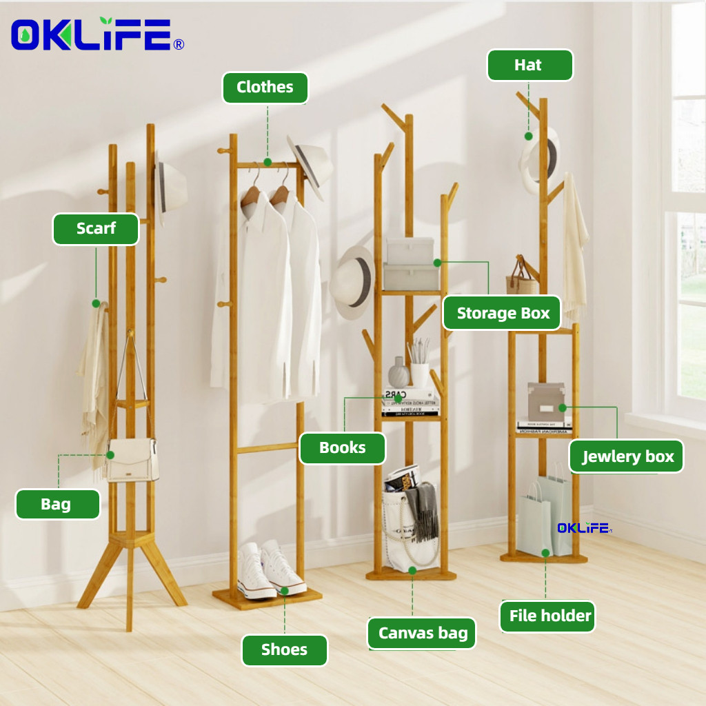 Solid Wood Freestanding Clothes Stand Bedroom Garment Rack Moisture Proof For HDB Condo Home Storage view 8