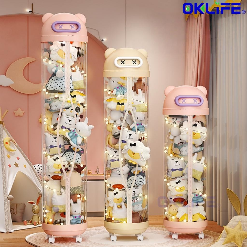 Multi-Layer Transparent Plush Toy Storage Cylinder view 5
