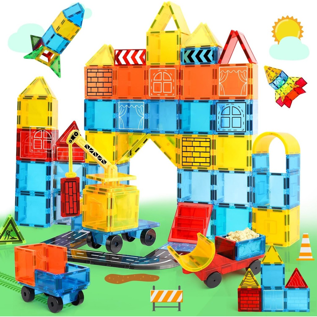 TOY Life Magnetic Tiles for Kids Ages 3-5, Building Toys for Kid Age 4 ...