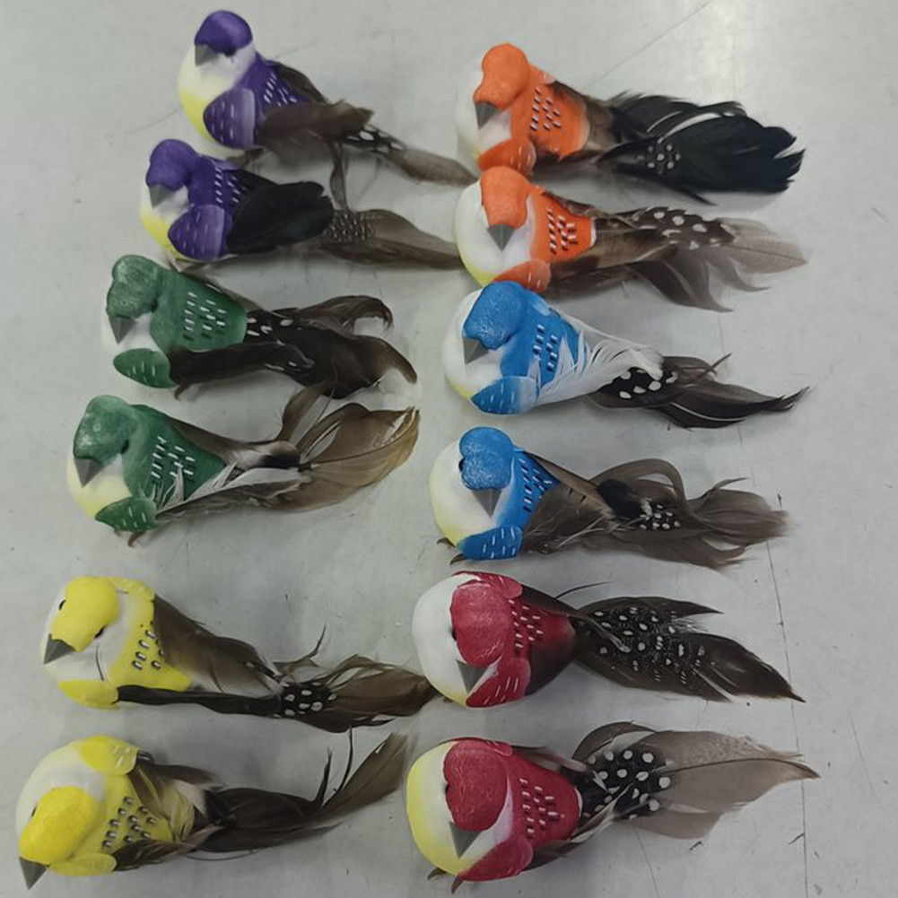 12pcs Artificial Fake Birds DIY Crafts Foam Feather Simulation Birds ...
