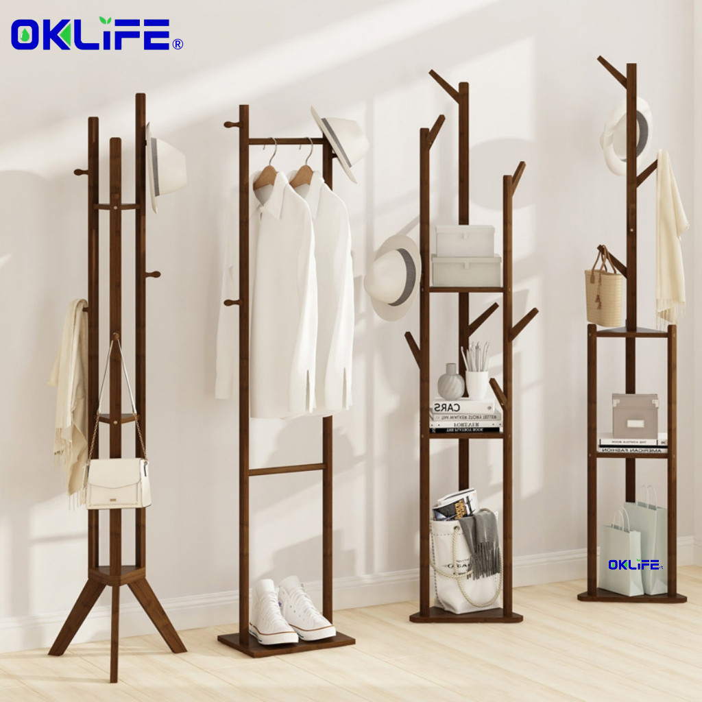 Solid Wood Freestanding Clothes Stand Bedroom Garment Rack Moisture Proof For HDB Condo Home Storage alternate view