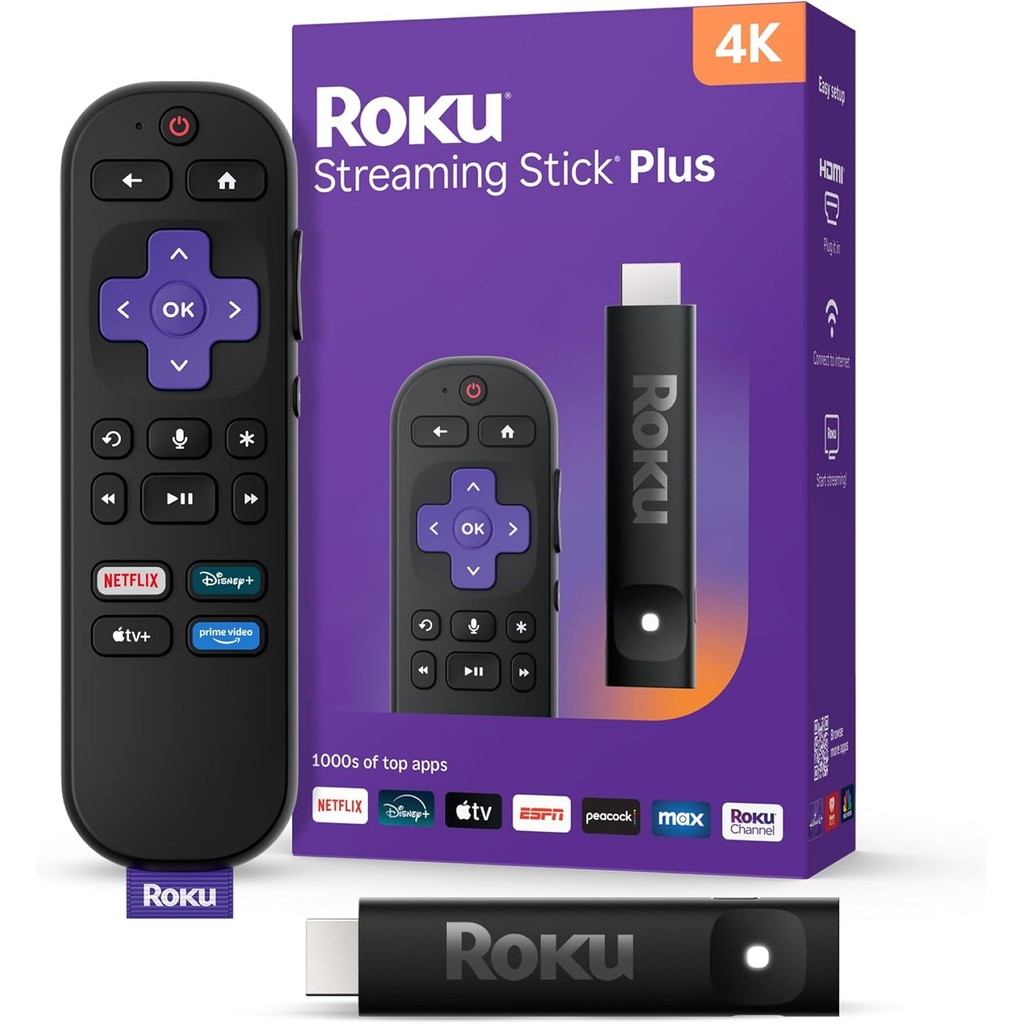 Roku Streaming Stick Plus 2025 - 4K & HDR Roku Streaming Device for TV ...