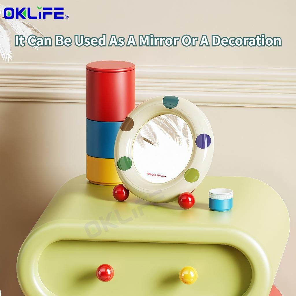 Vanity Mirror Adjustable Bracket Dopamine Cosmetic Mirror Round Vertical Desktop Makeup Mirror view 8
