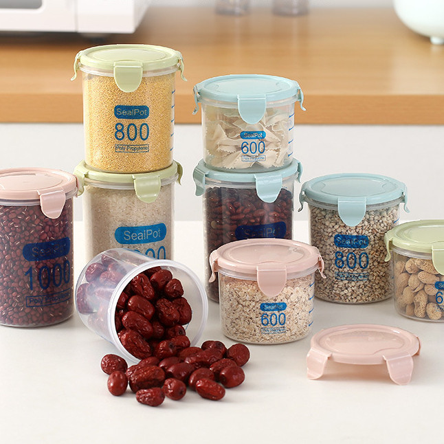 Transparent plastic sealed kitchen container food nuts storage box ...
