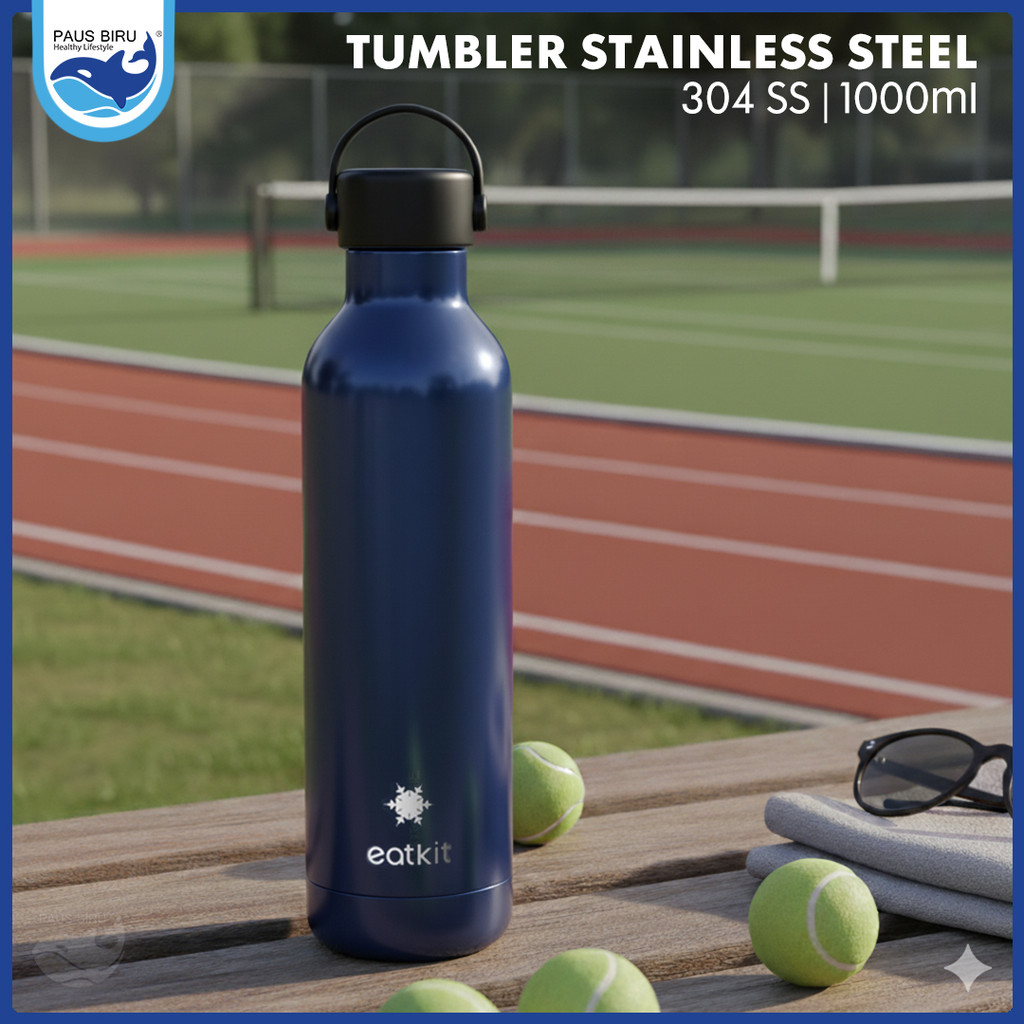 Paus Biru - Tumbler Stainless Steel 304 1000ml / Botol Minum Tahan Panas Dan Dingin Sport Botol Air / Thermos Cup Vacum / Cangkir Aluminium