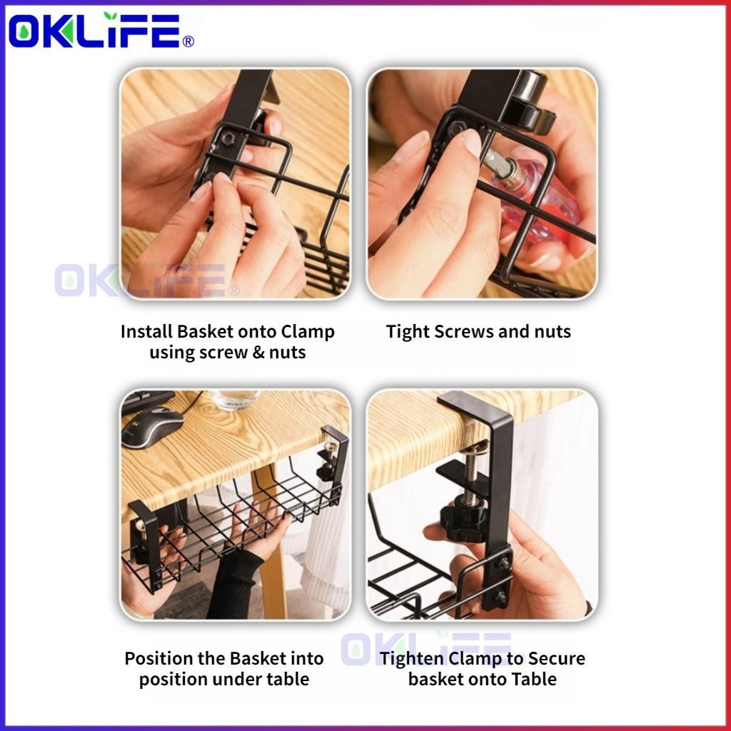 Under Desk Cable Organizer Plug Cord Storage Tray Moisture Proof Home Office Table Socket Holder For HDB Condo view 7