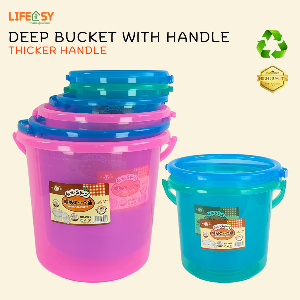 Deep Bucket with Handle Clear Utility Water Pail / Bucket Multiple ...