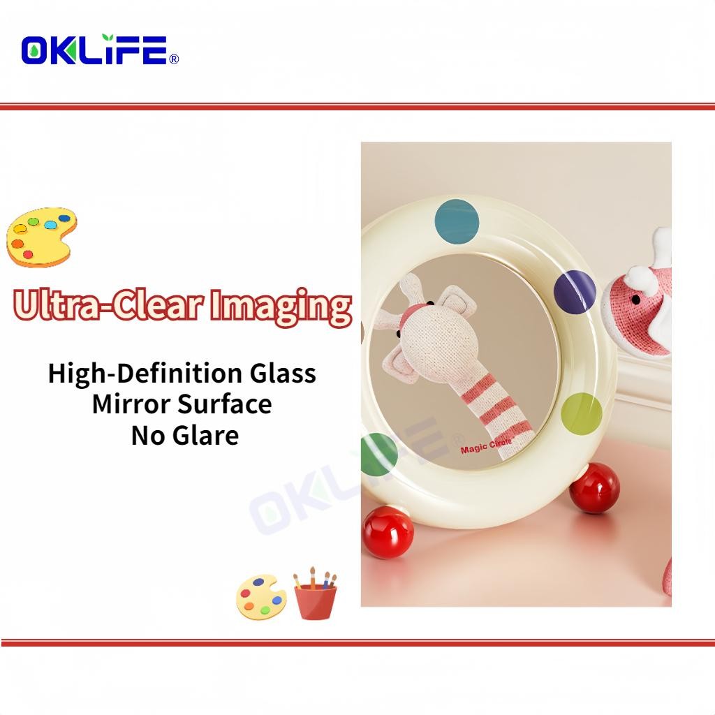 Vanity Mirror Adjustable Bracket Dopamine Cosmetic Mirror Round Vertical Desktop Makeup Mirror view 6