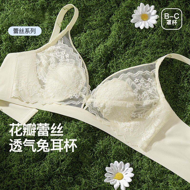 Petal Lace Ultra-Thin Rabbit Ear Cup Bra - Supportive Design for All ...