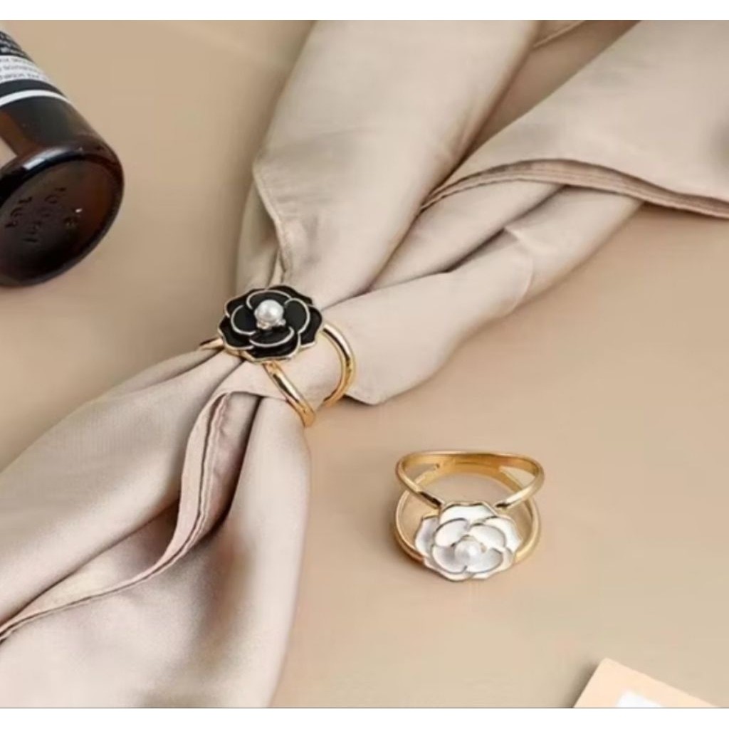 1PCS Ring Bros Cincin Hijab Syal Motif Bunga Aksesoris Bross Pin Kolong Kerudung Jilbab A163 - Gambar 3
