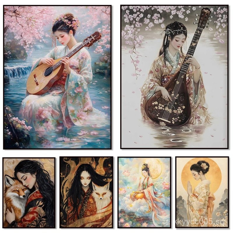 Rice goddess, Inari god, Amaterasu woodcut, Amaterasu, Benzaiten ...