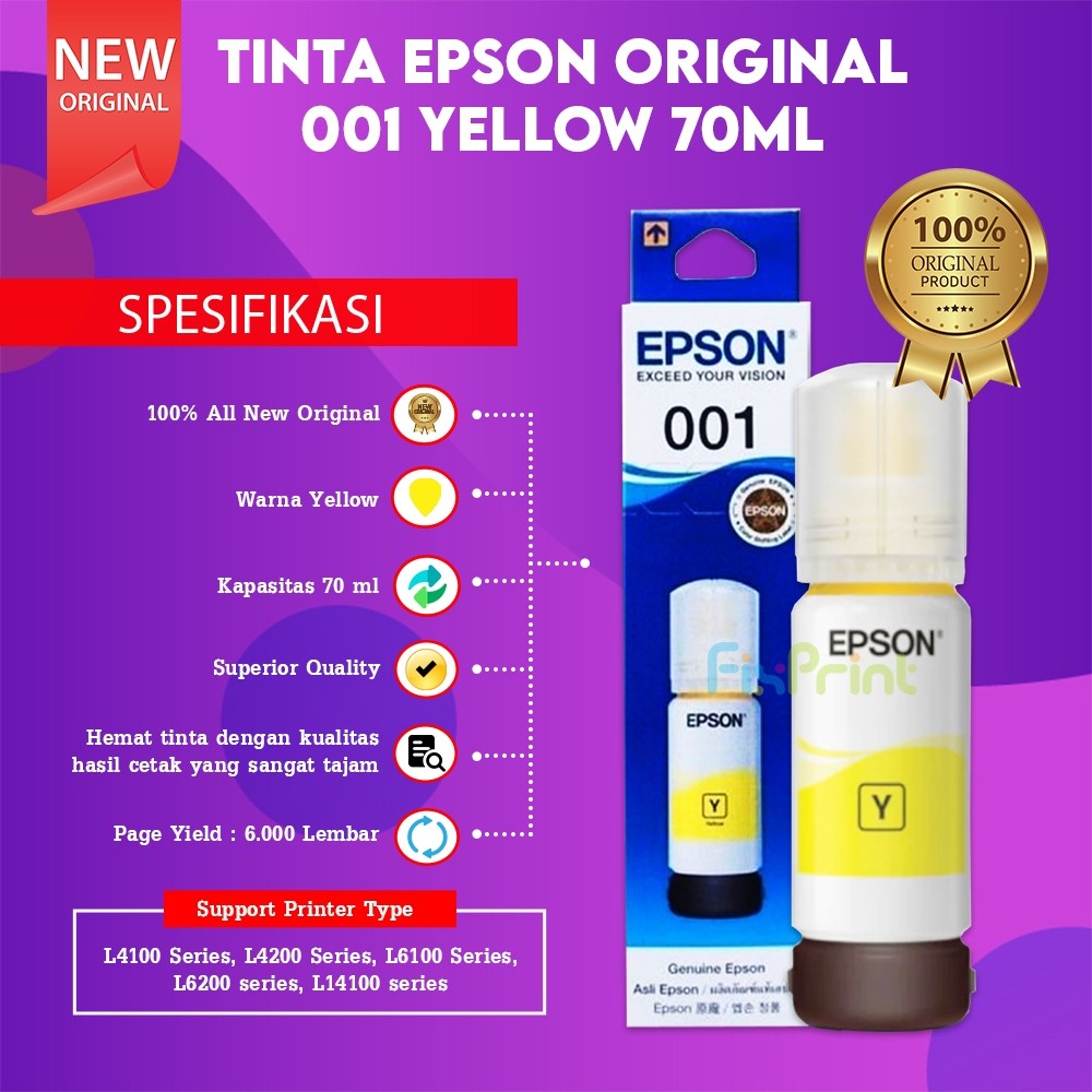 FixPrint Tinta Epson 001 CMYK- For L4150 L6160 L6170 L6190 ORIGINAL T03Y - Gambar 2
