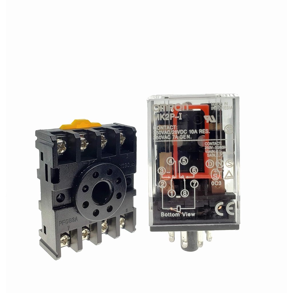 MK2P-I AC 110V Coil 8 Pin 2NO 2NC DPDT Power Relay & Plug-in Terminal ...
