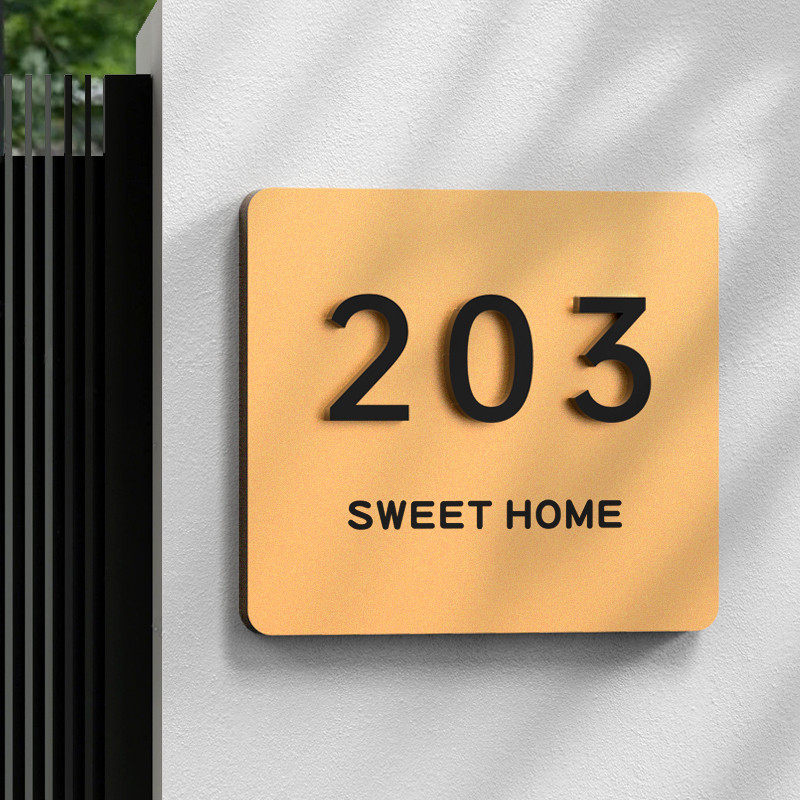 Irregular circular black gold 3D homestay residential entrance sign Hdb ...