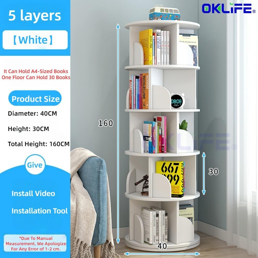 360 Degree Rotating Multi-Layer Floor Standing Small Bookcase Stable Space Saving Student Books Storage Rack view 12