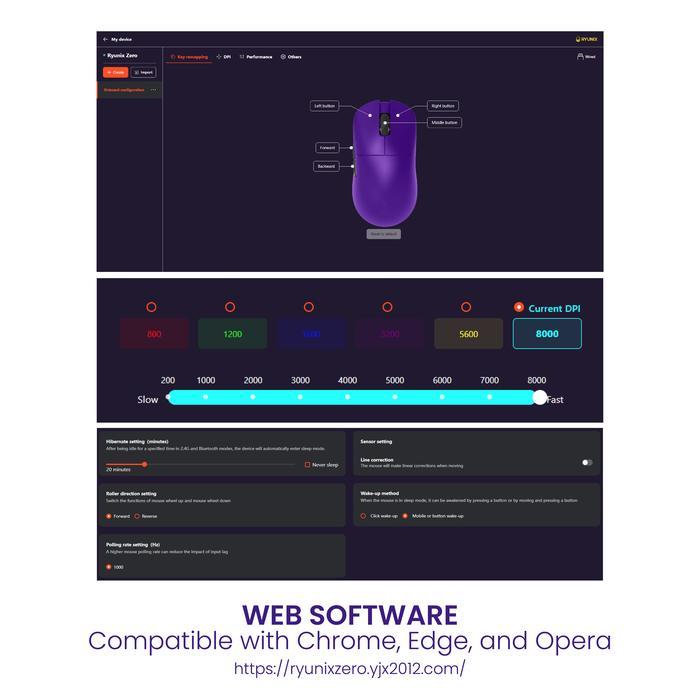 Sades Ryunix  Zero MX0 / MX-0 Mouse Gaming Lightweight PAW3212 Tri-Mode Connection 8000 DPI - Gambar 2