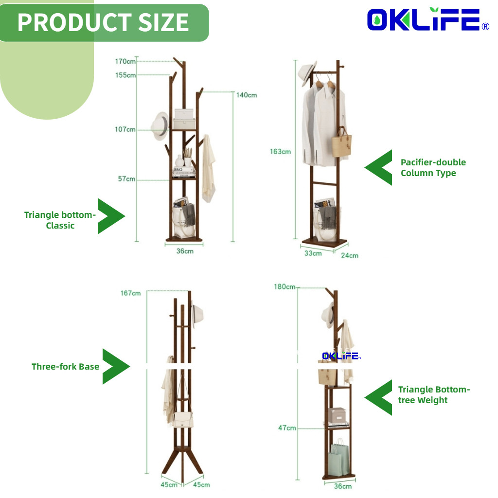 Solid Wood Freestanding Clothes Stand Bedroom Garment Rack Moisture Proof For HDB Condo Home Storage view 4