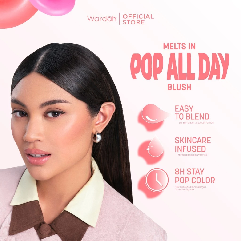 [NEW LAUNCH!] Wardah Cream Blush On Macaroon Colorfit Melt to Pop Cream Blush - Dengan Vitamin E, tekstur cream-to-powder, warna intens hasil smooth tahan hingga 8 jam, liquid blush on blendable pigmented blush cool tone - Makeup Wardah Official Store - Gambar 2
