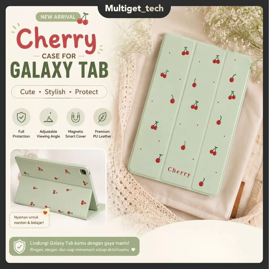 Case Baby Cherry Cute Samsung A11+ A9/A11 8.7" S10 Lite S9 FE S8 S7 S6 11" A7 LITE 8.7" Motif Cute Aesthetic Simple Trifold Stand Cover