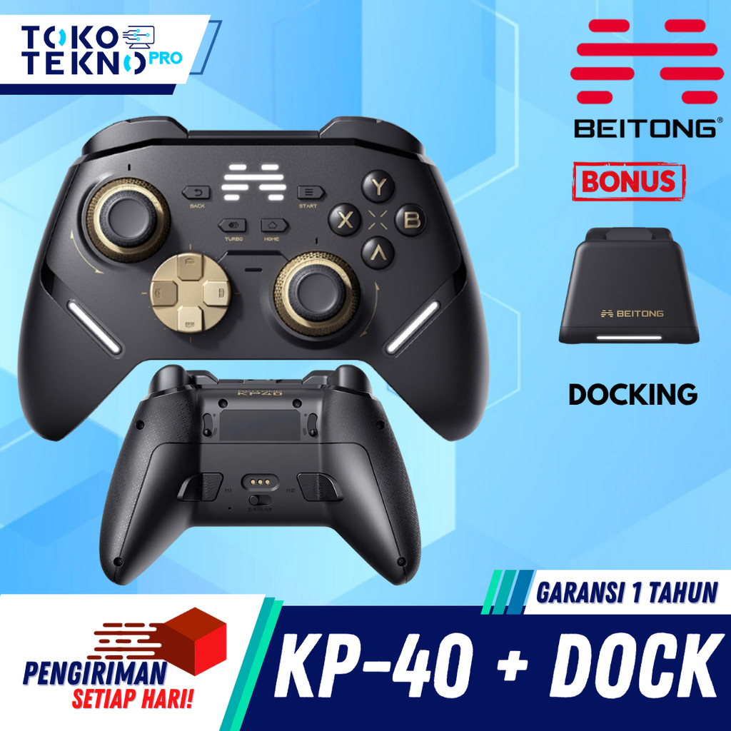 BEITONG KP40 / KP-40 Gamepad Wireless Controller Set with Charging Dock Dual TMR Joysticks & TMR Triggers Controller