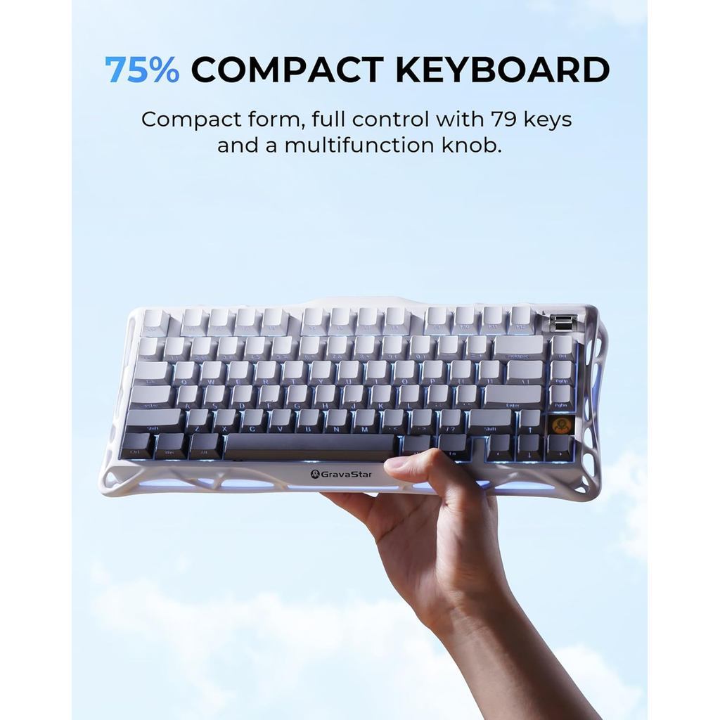 GravaStar Mercury K1 / K-1 75% Wireless Mechanical Gaming Keyboard RGB Backlit Gasket Mount Hot Swappable Linear Switches - Gambar 3