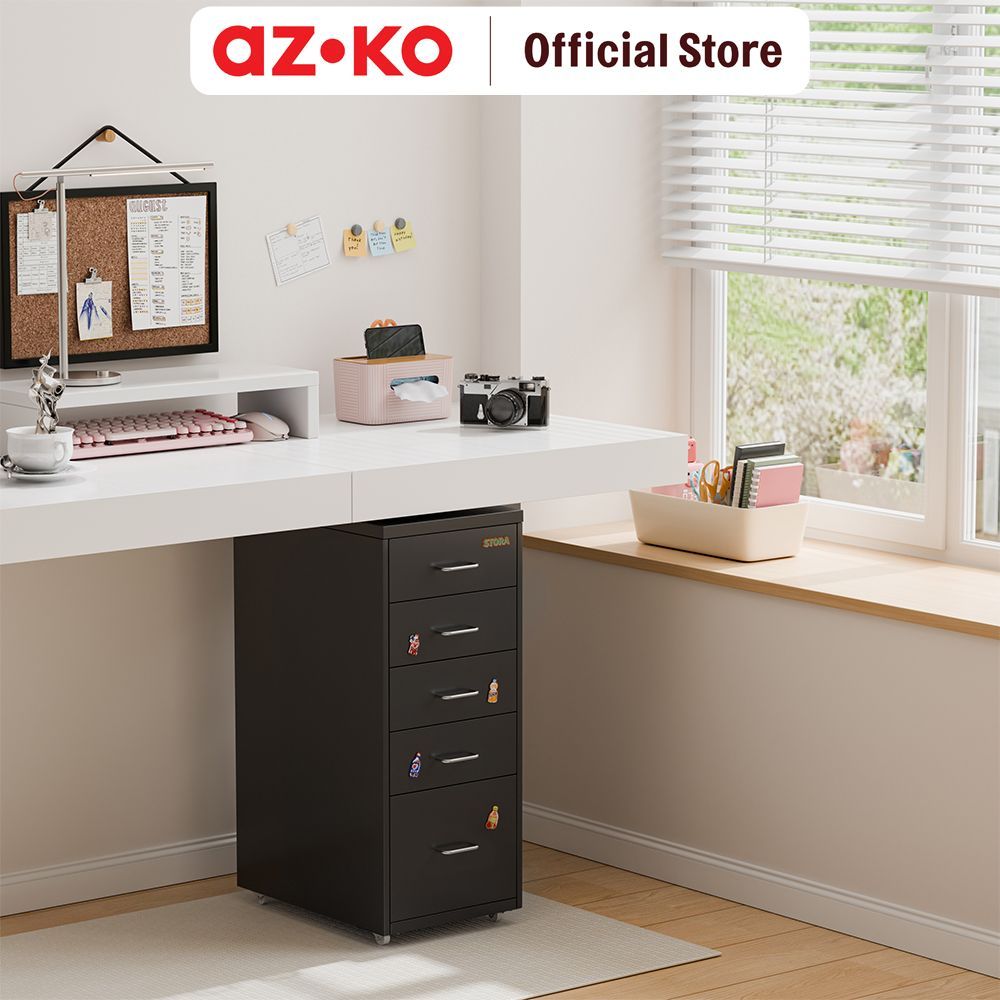 AZKO Stora Studia Laci Penyimpanan 5 Tingkat - Hitam Desk Drawer Organizer Tempat Alat Tulis Mini ge Laci Meja Kerja