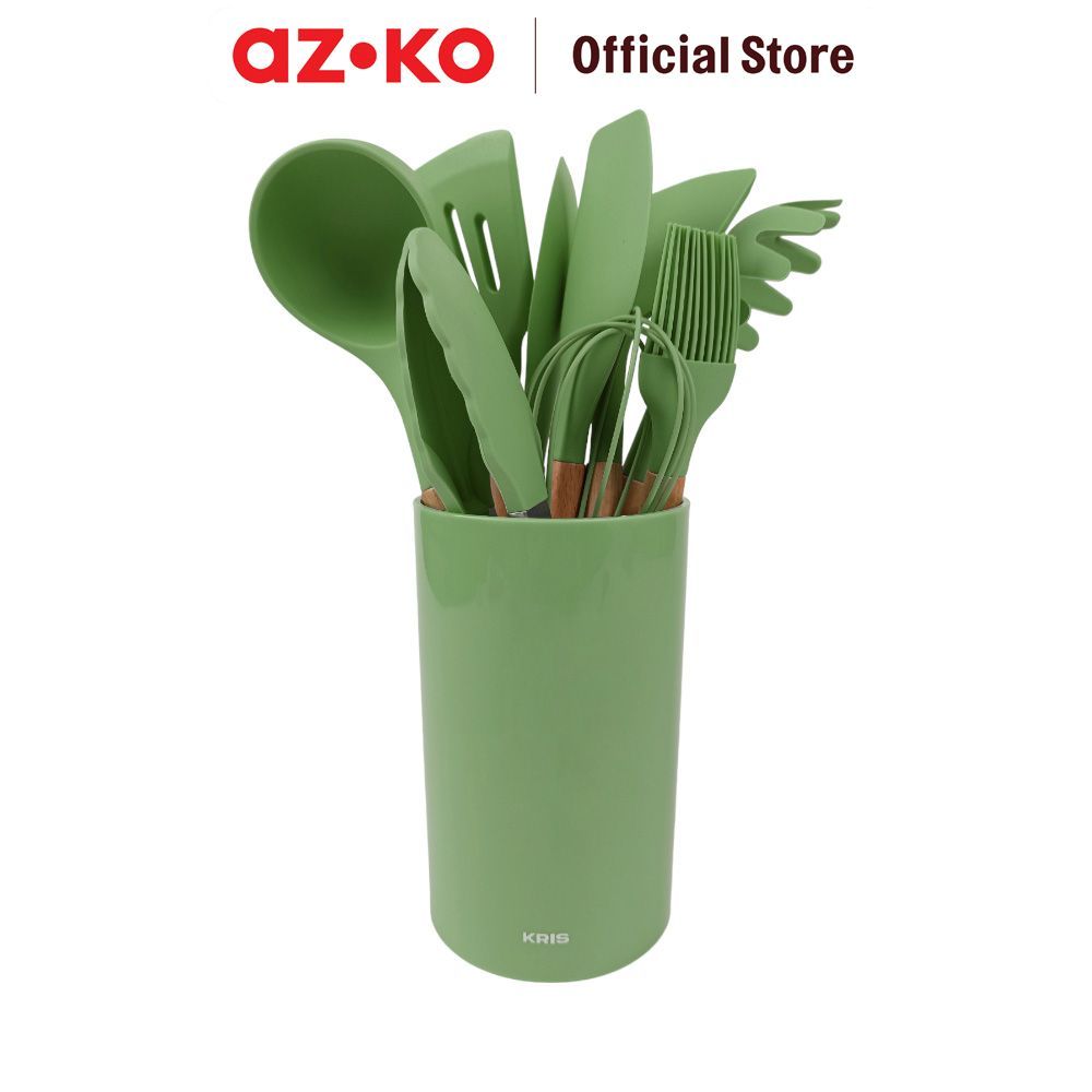 AZKO Culinart Set 10 pcs Peralatan Masak Dengan Holder - Hijau Avocado Cookware Set Paket Dapur Alat Masak Kitchen Set