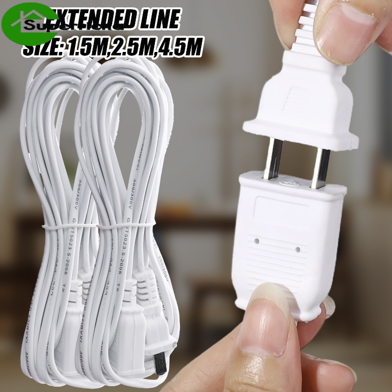 Extension Cord 2-Pin Power Cable PVC Copper 1.5m 2.5m 4.5m Lengths, 50W ...