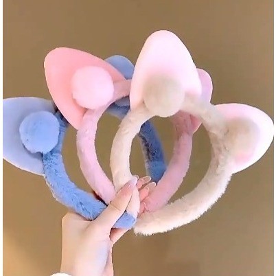POPmaker Bando Telinga Kucing Bulu Pom Pom Wanita - Gambar 3