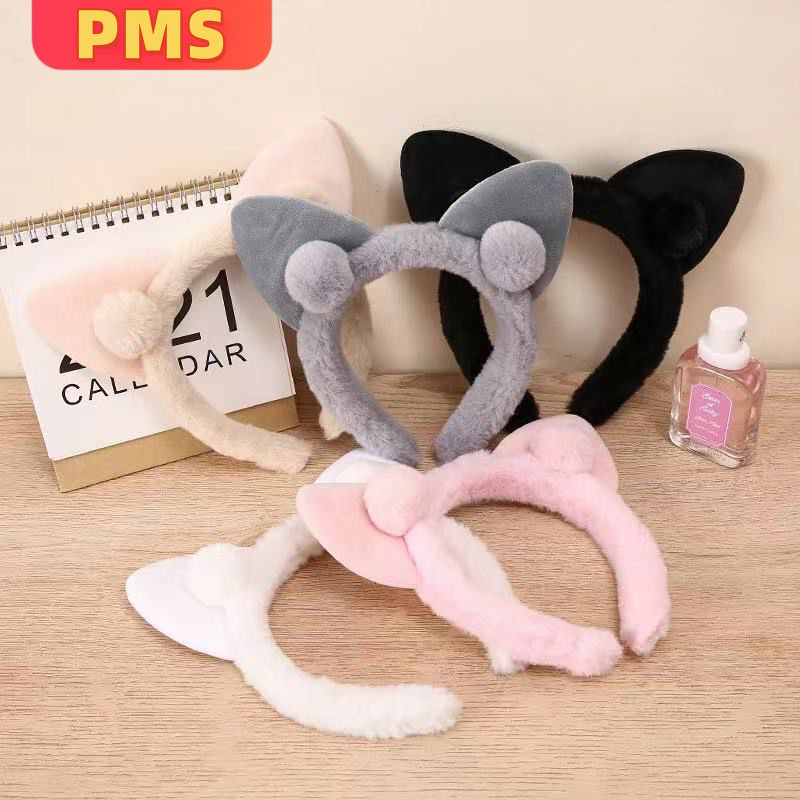 POPmaker Bando Telinga Kucing Bulu Pom Pom Wanita