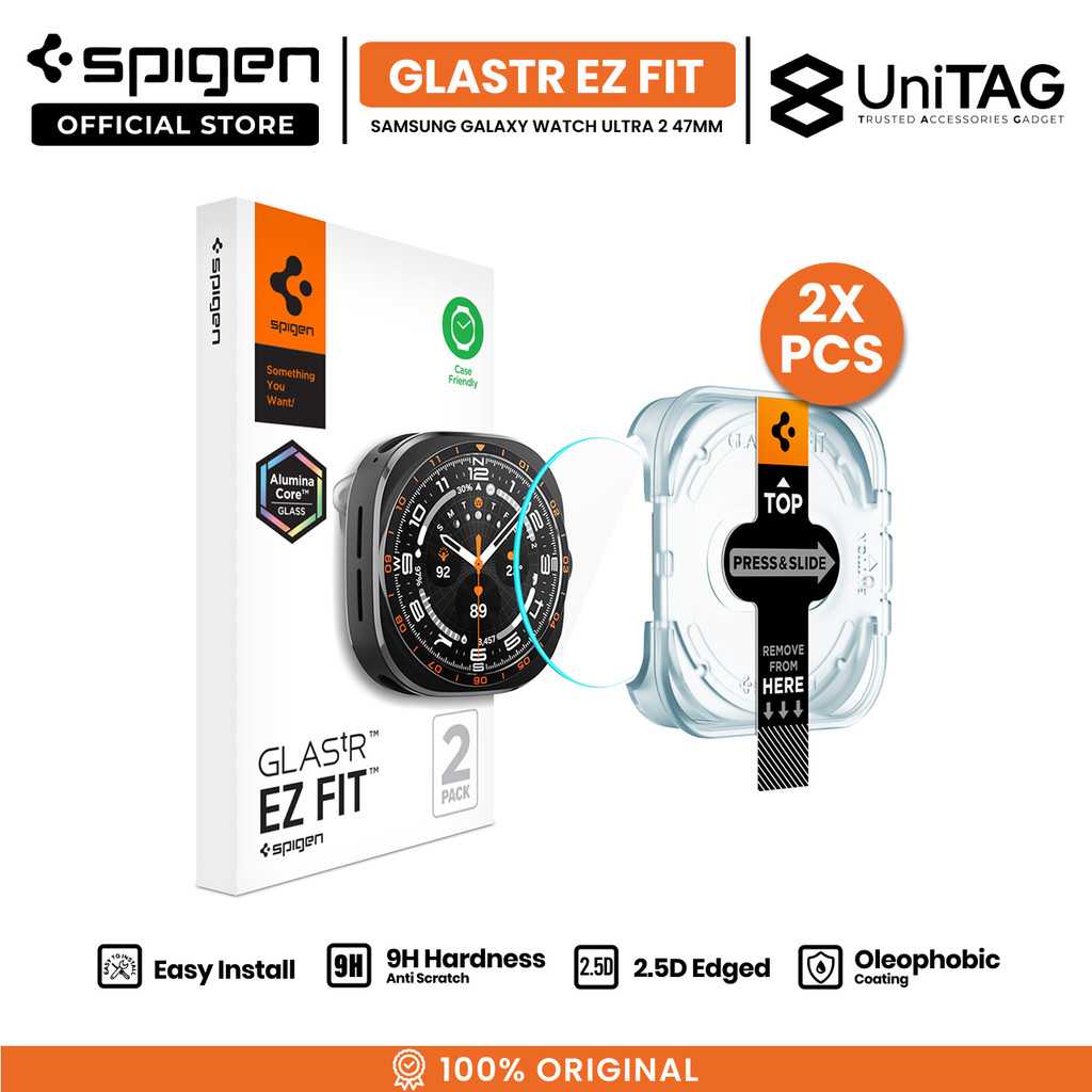 SPIGEN Tempered Glass for Samsung Galaxy Watch Ultra 2 47mm GlastR EZ Fit Clear Anti Scratch Screen Protector