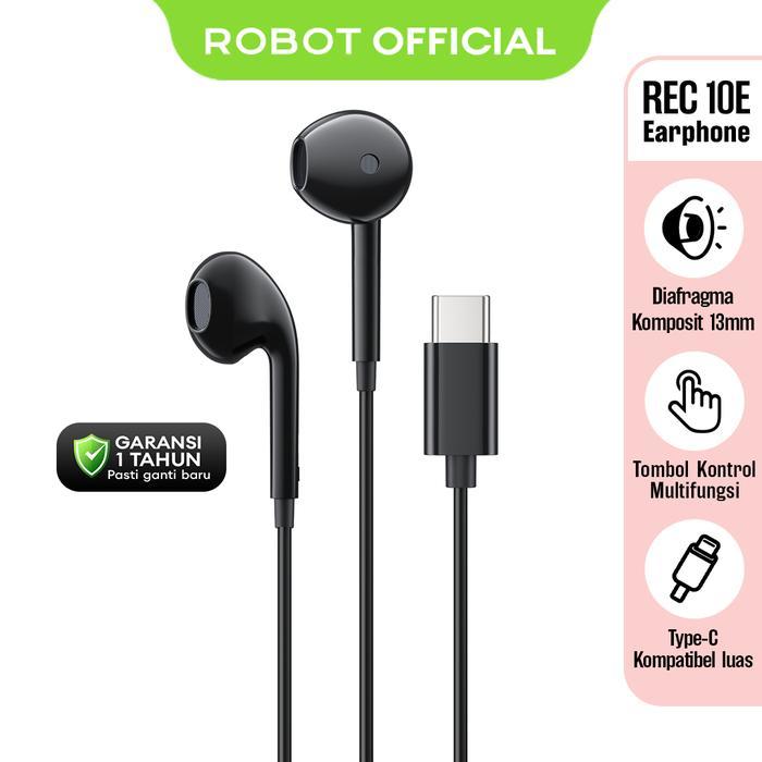 ROBOT Earphone REC 10E / RE 20E / RE 20 / RE 101S / Kabel In-Ear Kabel Type C / Jack 3.5mm Deep Bass Wired Earphone - Gambar 3