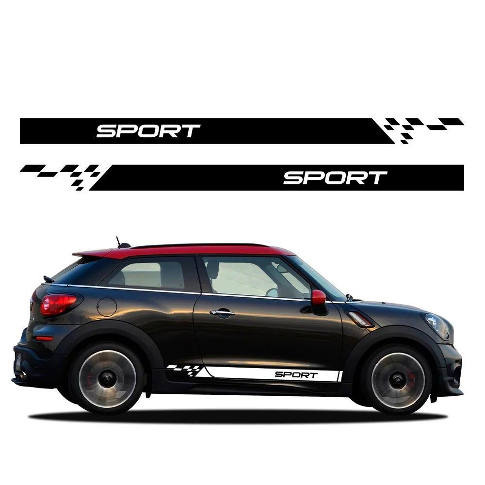 2pcs Side Stripes Car Both Body Stickers Decal Vinyl Film For Mini ...
