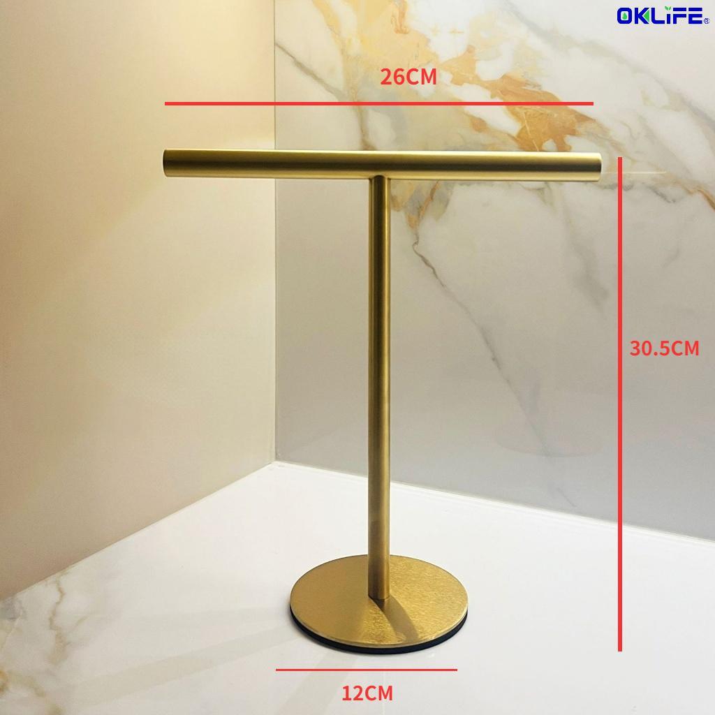 Waterproof Anti-Rust Stainless Steel T Bar Towel Rack Freestanding Desktop Towel Stand Stable Base Towel Holder view 11
