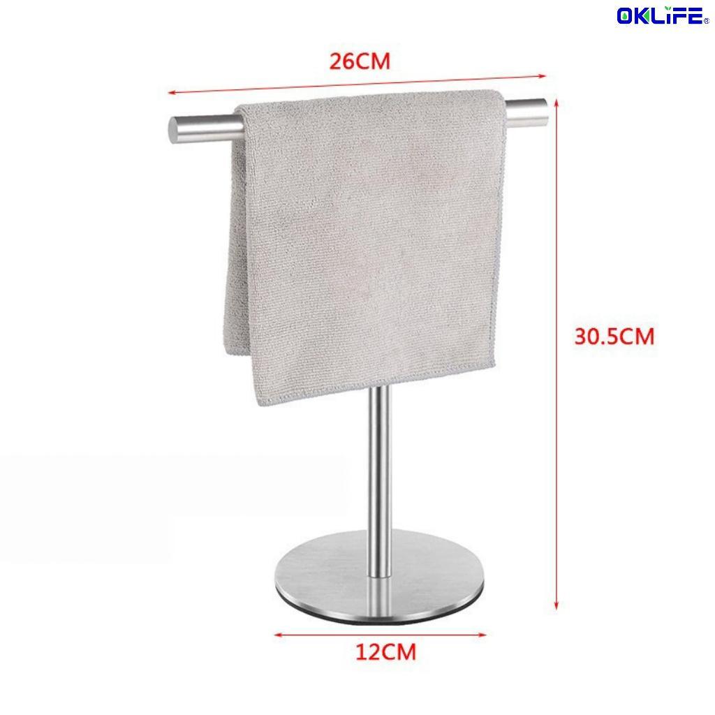 Waterproof Anti-Rust Stainless Steel T Bar Towel Rack Freestanding Desktop Towel Stand Stable Base Towel Holder view 12