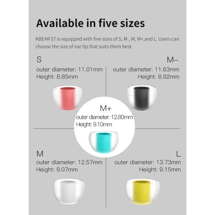 KBEAR 07 Eartips High Quality Silicone Upgrade Eartips for IEM - Gambar 3