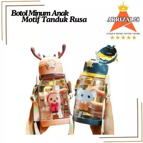 (BUBBLEWRAP) BOTOL MINUM ANAK MOTIF TANDUK RUSA KARAKTER 600 ML - Gambar 2