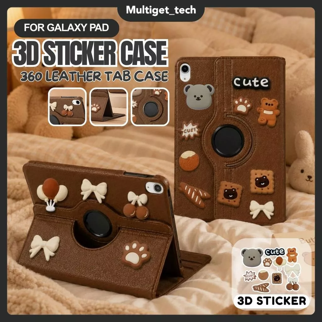 Case Leather 360° Koala Cute Samsung Galaxy A11+ 11" S6Lite 10.4" A8 10.5" A9 8.7" A7LITE 8.7" Flip Stand Cover 3D Sticker Shockproof