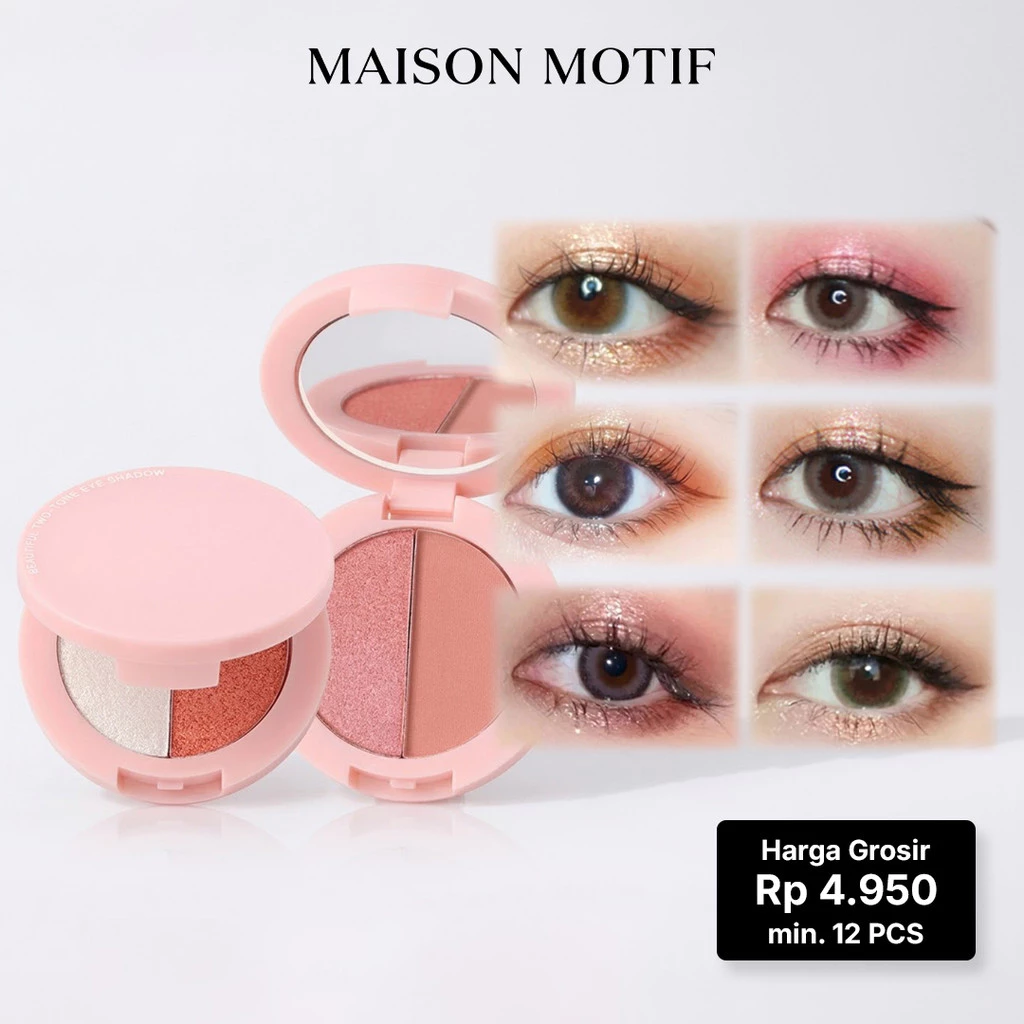 GROSIR 12 Pcs Eyeshadow Blush On 2in1 Palette 6 Warna Shimmer Matte Natural Longlasting 235