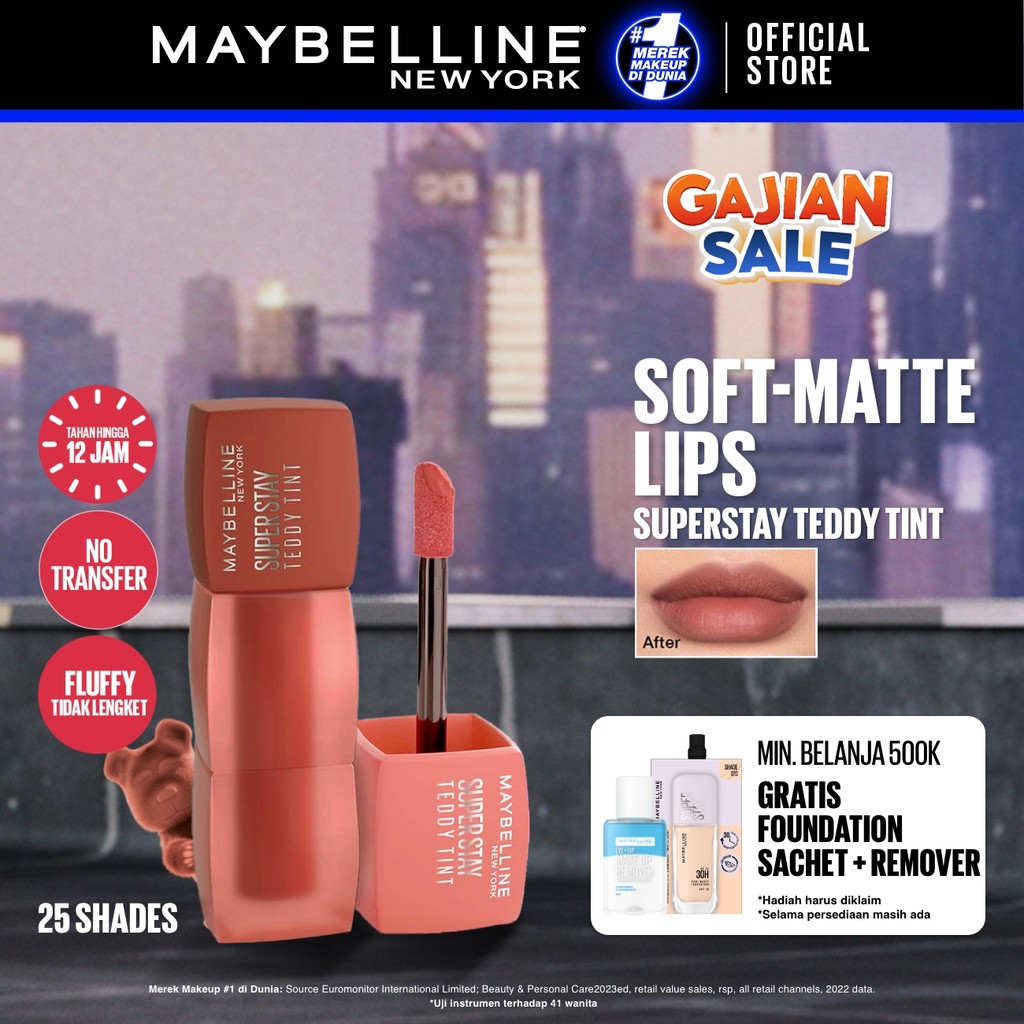 Maybelline Superstay Teddy Tint 5 mL - Teddy Soft Matte Tahan 12 Jam Lipstick Lipcream Lipstik Perfect Lip Tint