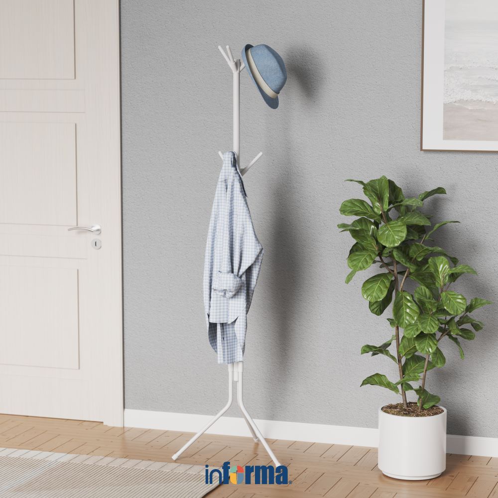 GANTUNGAN Informa Ichi Clothes Hanger - White Coat Stand Floor Hanger ...